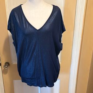 White House Black Market Shimmering Navy Blouse NWT